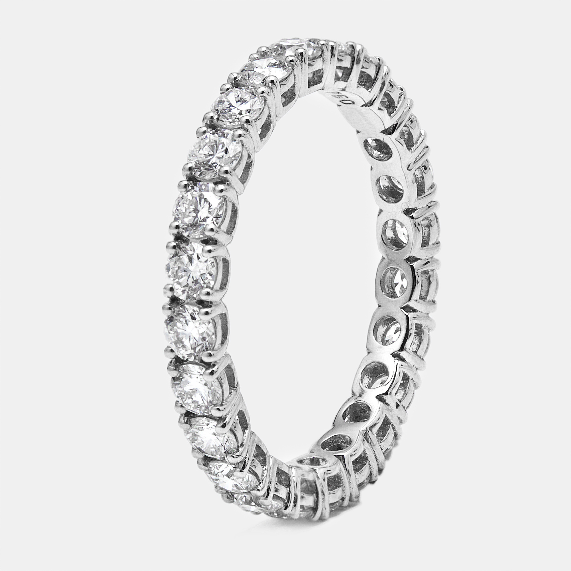 1.25 cts Round Brilliant Lab Grown Diamonds 18k White Gold Eternity Band Ring Size 54, Rings - Luxury Closet
