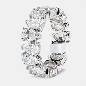 5.8 cts Pear Brilliant Lab Grown Diamonds 18k White Gold Eternity Band Ring Size 54, Rings - Luxury Closet