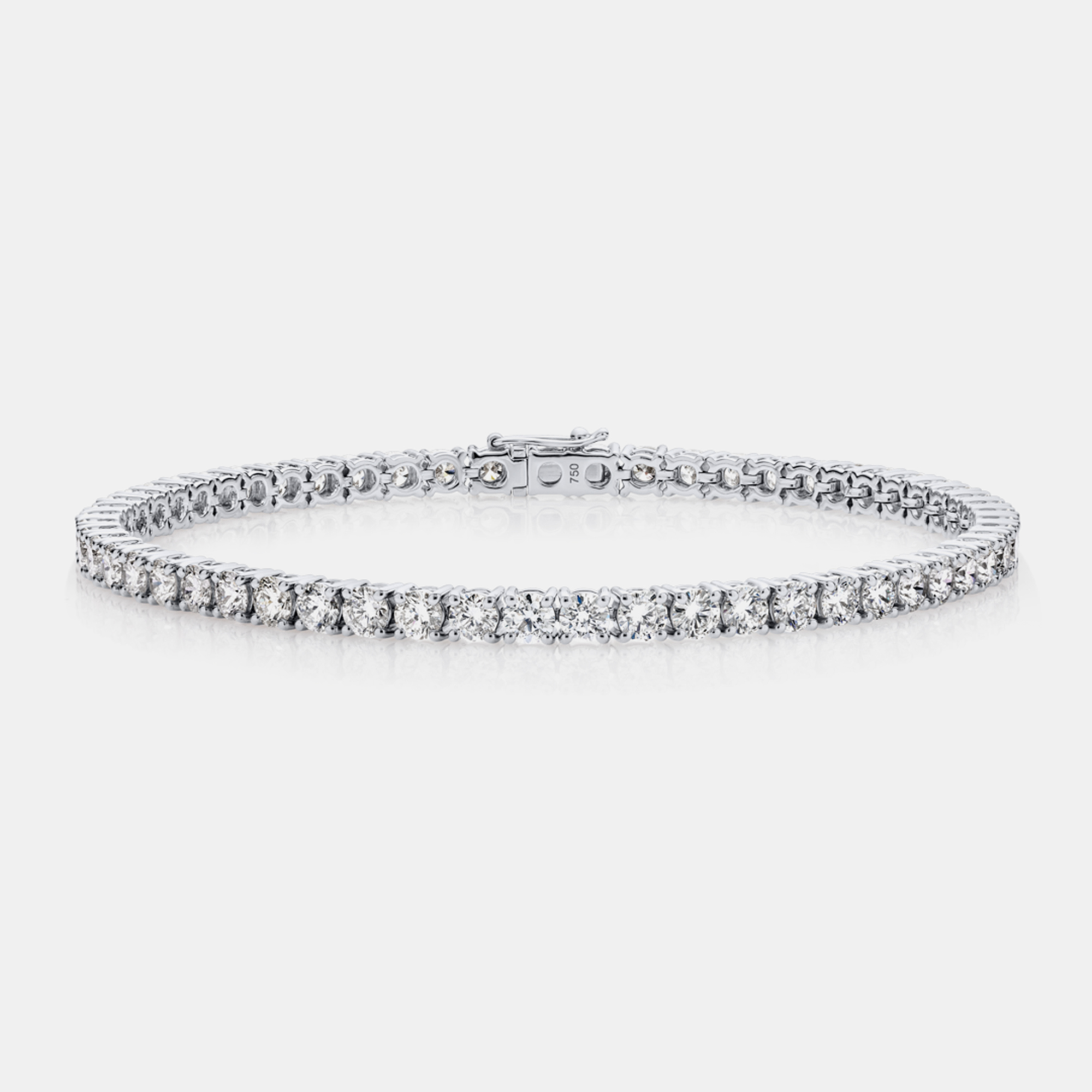 5.20 cts Round Brilliant Cut Lab Grown Diamonds 18k White Gold Tennis Bracelet, Bracelets - Luxury Closet