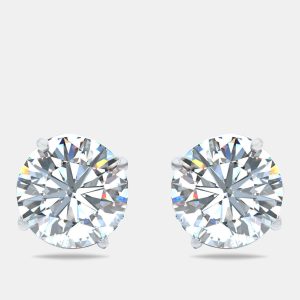 10.00 cts Round Brilliant 18k White Gold Lab Grown Diamonds Solitaire Earrings, Earrings - Luxury Closet