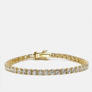 7.30 cts Round Brilliant Lab Grown Diamonds 18k Yellow Gold Tennis Bracelet, Bracelets - Luxury Closet catalog