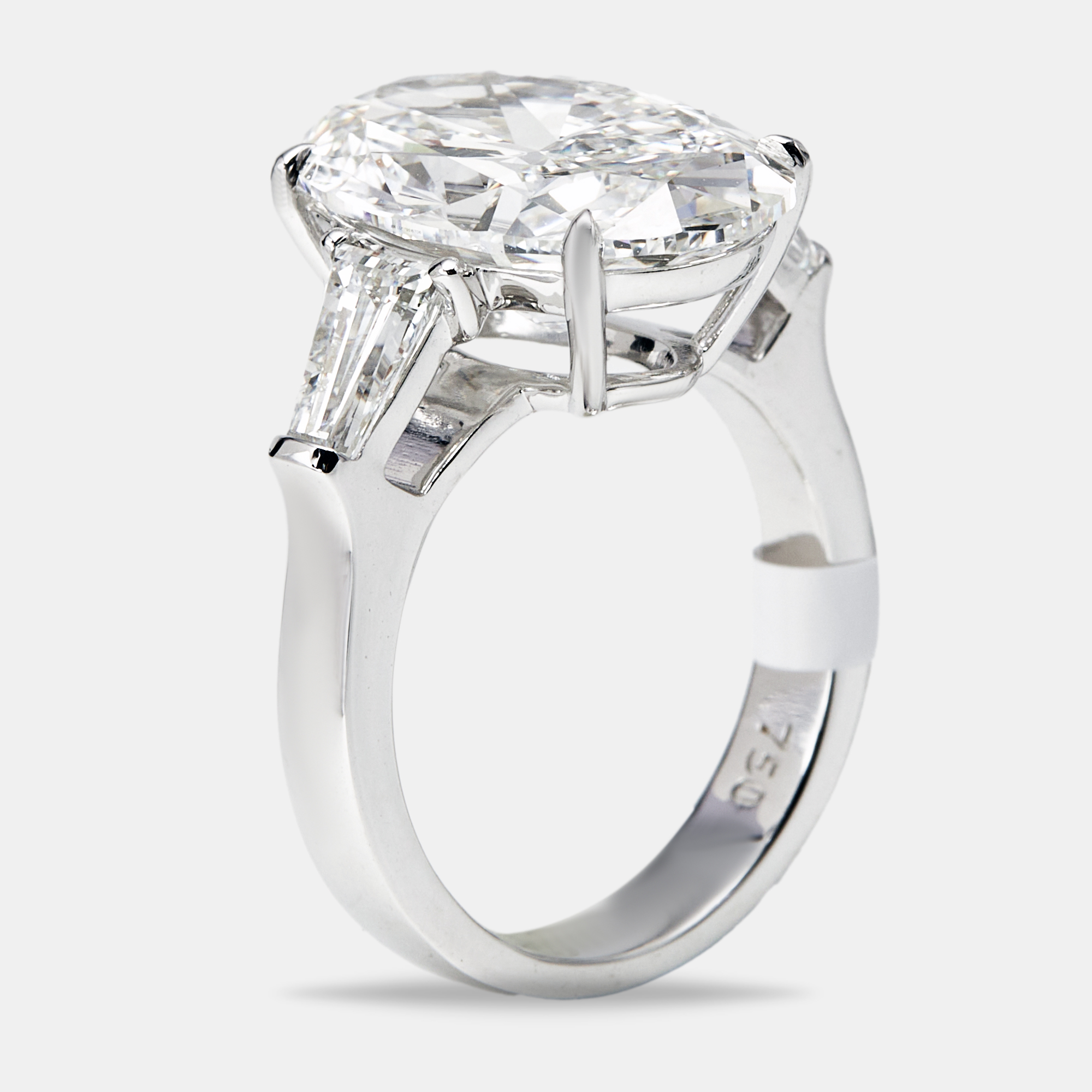 8 cts Oval and Trapezoid Lab Grown Diamond 18k White Gold Ring Size 51, Rings - Luxury Closet catalog