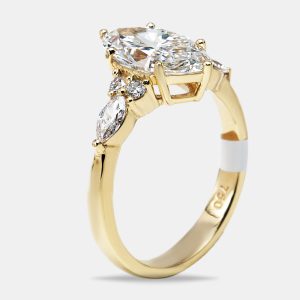 2.3 cts Marquise and Round Lab Grown 18k Yellow Gold Ring Size 51, Rings - Luxury Closet catalog