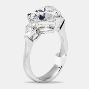 4.5 cts Heart and Pear Lab Grown Diamond 18k White Gold Ring Size 51, Rings - Luxury Closet