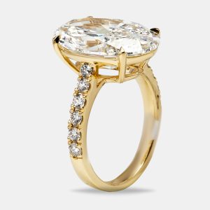 8.5 cts Oval and Round Lab Grown Diamond 18k Yellow Gold Ring Size 52, Rings - Luxury Closet catalog