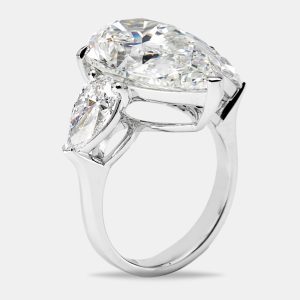 4 cts Pear Brilliant Lab Grown Diamond 18k White Gold Ring Size 52, Rings - Luxury Closet