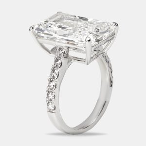 10.50 cts Radiant Cut and Round Lab Grown Diamond 18k White Gold Ring Size 52, Rings - Luxury Closet catalog