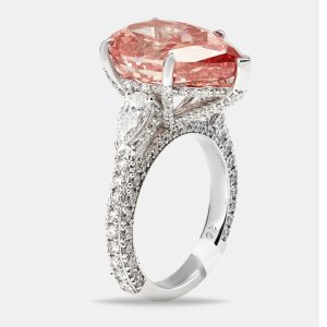 11.4 cts Fancy Pink Pear Brilliant and Round 18k White Gold Ring Size 52, Rings - Luxury Closet catalog