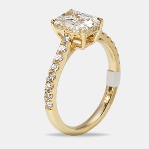 1.98 cts Radiant and Round Lab Grown Diamond 18k Yellow Gold Ring Size 52, Rings - Luxury Closet catalog
