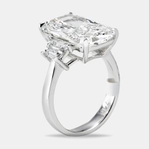 8 cts Radiant and Trapezoid Lab Grown Diamonds 18k White Gold Ring Size 53, Rings - Luxury Closet catalog
