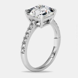 3.3 cts Princess and Round Lab Grown Diamond 18k White Gold Ring Size 53, Rings - Luxury Closet