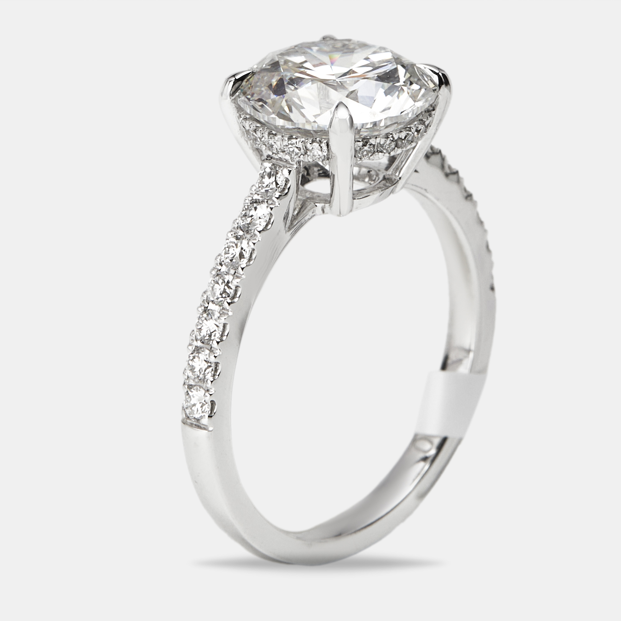 3.25 cts Round Brilliant Lab Grown Diamond 18k White Gold Ring Size 53, Rings - Luxury Closet