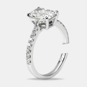 1.9 cts Radiant and Round Lab Grown Diamond 18k White Gold Ring Size 54, Rings - Luxury Closet catalog