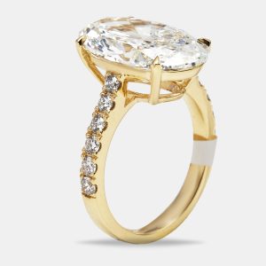 7.49 cts Oval Brilliant and Round Lab Grown Diamond 18k Yellow Gold Ring Size 54, Rings - Luxury Closet catalog