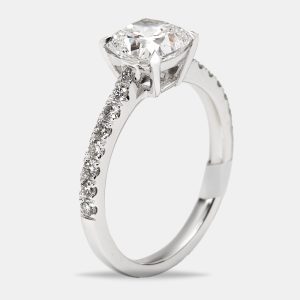 1.8 cts Cushion and Round Lab Grown Diamond 18k White Gold Ring Size 54, Rings - Luxury Closet catalog