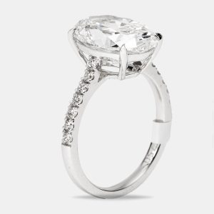 5.3 cts Oval and Round Lab Grown Diamond 18k White Gold Ring Size 54, Rings - Luxury Closet
