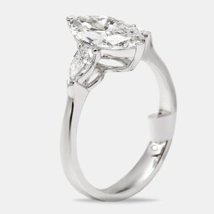 1.9 cts Marquise and Pear Lab Grown Diamonds 18k White Gold Ring Size 54, Rings - Luxury Closet