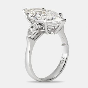 5.5 cts Marquise and Pear Lab Grown Diamonds 18k White Gold Ring Size 54, Rings - Luxury Closet