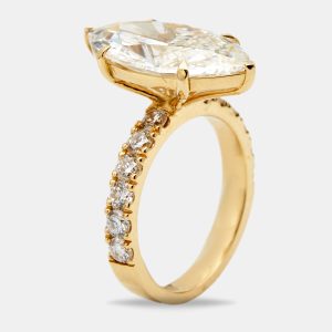 5.80 cts Marquise Cut Lab Grown Diamond 18k Yellow Gold Ring Size 52, Rings - Luxury Closet catalog