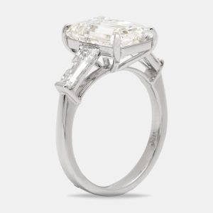 6.1 cts Emerald Cut Lab Grown Diamond 18k White Gold Ring Size 52, Rings - Luxury Closet catalog