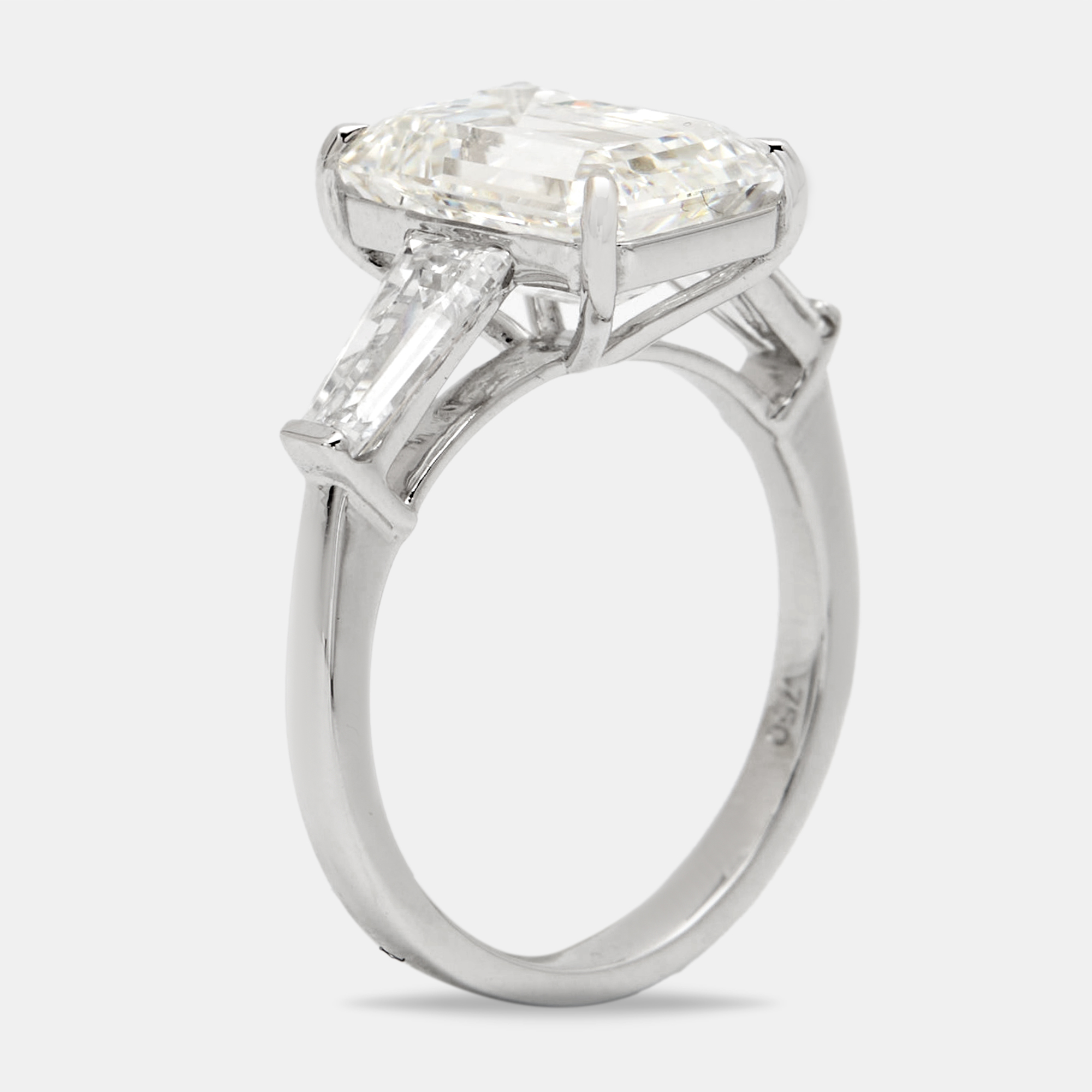 6.1 cts Emerald Cut Lab Grown Diamond 18k White Gold Ring Size 52, Rings - Luxury Closet catalog