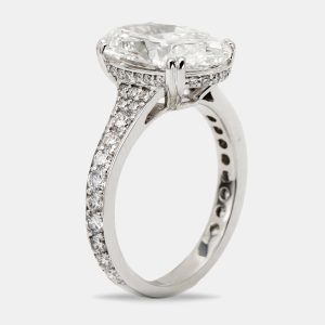 5.9 cts Oval Cut Lab Grown Diamond 18k White Gold Ring Size 52, Rings - Luxury Closet catalog