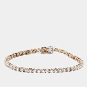 6.4 cts Round Cut Lab Grown Diamond 14k Two Tone Gold Bracelet, Bracelets - Luxury Closet catalog