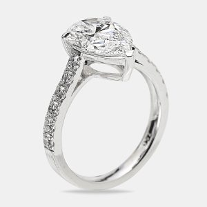 3.50 cts Pear Brilliant Round 18k White Gold Lab Grown Diamonds Ring Size 51, Rings - Luxury Closet