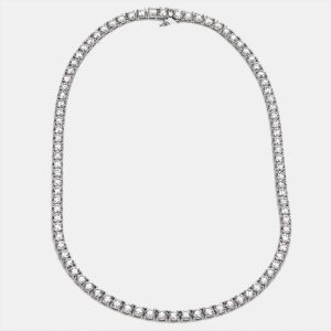 30 cts Round Lab Grown Diamond 18k White Gold Necklace, Necklaces - Luxury Closet catalog