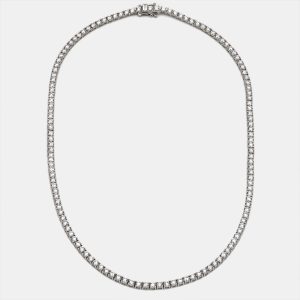 13.00 cts Round Lab Grown Diamonds 18k White Gold Tennis Necklace, Necklaces - Luxury Closet catalog