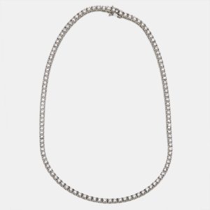 17.50 cts Round Lab Grown Diamonds 18k White Gold Tennis Necklace, Necklaces - Luxury Closet catalog