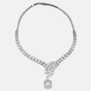 41.9 Cts Pear Emerald Marquise Round 18K White Gold Lab Grown Diamonds Necklace, Necklaces - Luxury Closet catalog