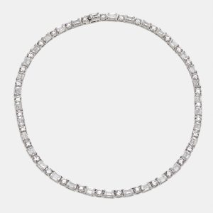 54 Cts Round Emerald 18K White Gold Lab Grown Diamonds Necklace, Necklaces - Luxury Closet catalog