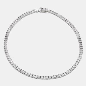 40.93 Cts Emerald 18K White Gold Lab Grown Diamonds Necklace, Necklaces - Luxury Closet catalog