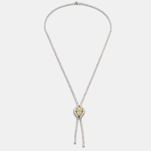 13 Cts Pear Round 18K White Gold Lab Grown Diamonds Necklace, Necklaces - Luxury Closet catalog