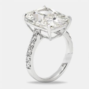 10.50 cts Radiant and Round Lab Grown Diamonds 18k White Gold Ring Size 51, Rings - Luxury Closet catalog