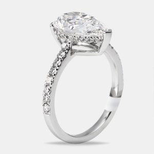 3.25 cts Pear Brilliant and Round Lab Grown Diamonds 18k White Gold Ring Size 51, Rings - Luxury Closet catalog