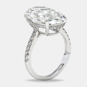 8.40 cts Oval Brilliant and Round Lab Grown Diamonds 18k White Gold Ring Size 52, Rings - Luxury Closet catalog