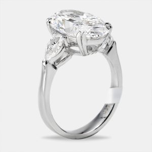 5.20 cts Oval Brilliant and Pear Lab Grown Diamonds 18k White Gold Ring Size 53, Rings - Luxury Closet catalog