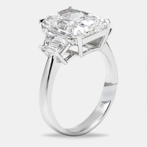 6.00 cts Radiant and Trapezoid Lab Grown Diamonds 18k White Gold Ring Size 53, Rings - Luxury Closet catalog