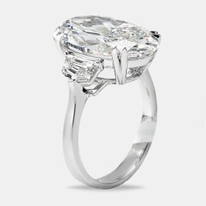 8.99 cts Oval Brilliant Trapezoid Lab Grown Diamonds 18k White Gold Ring Size 54, Rings - Luxury Closet catalog