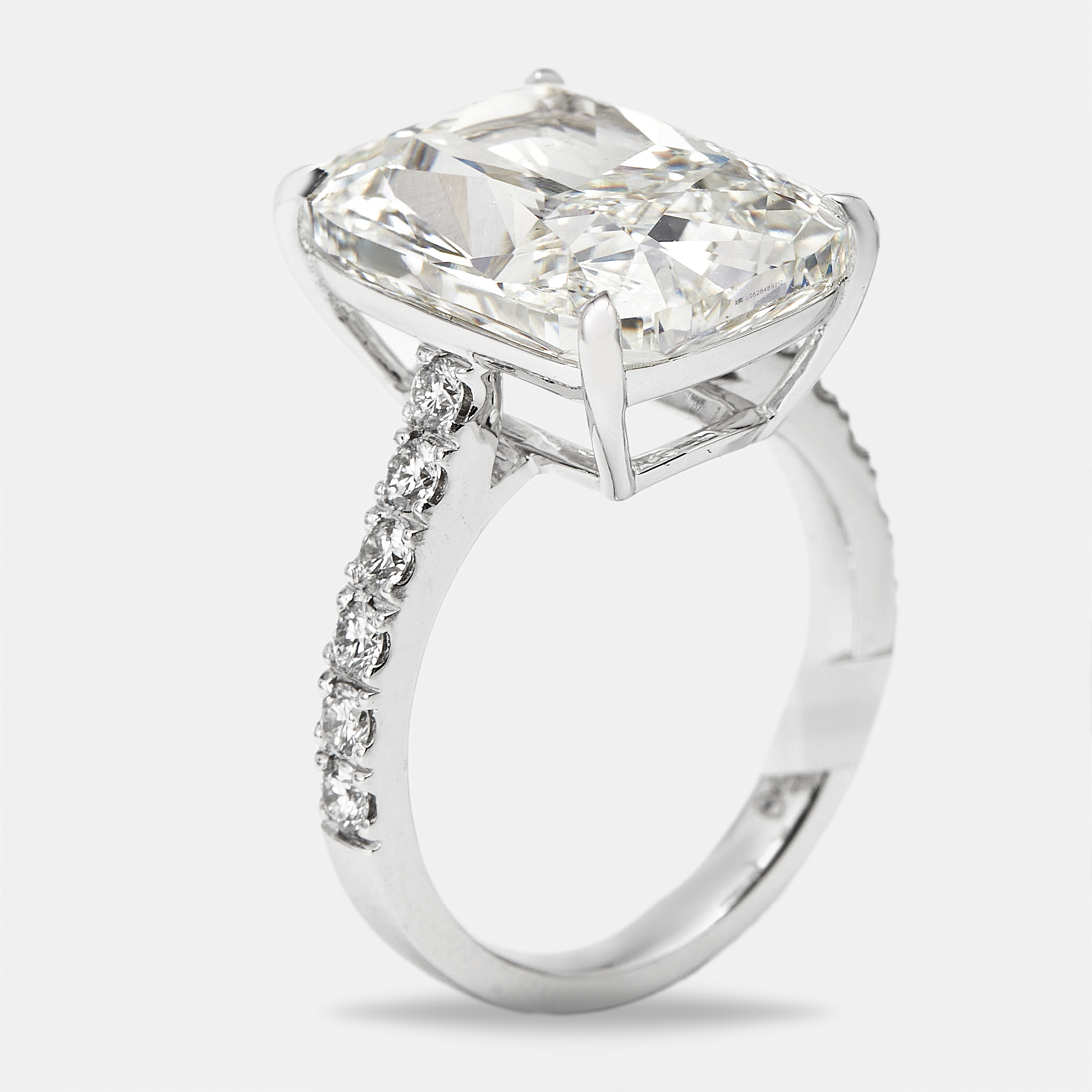 10.50 cts Radiant and Round Lab Grown Diamonds 18k White Gold Ring Size 54, Rings - Luxury Closet catalog