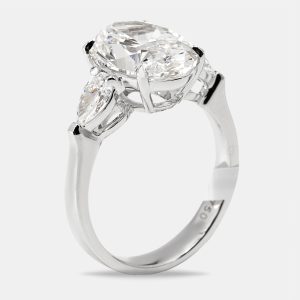 4.00 cts Oval Brilliant and Pear Lab Grown Diamonds 18k White Gold Ring Size 54, Rings - Luxury Closet catalog
