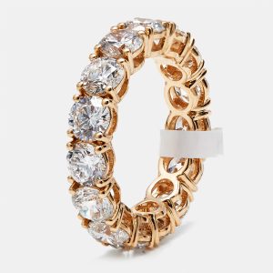 6 cts Round Brilliant Lab Grown Diamonds 18k Rose Gold Eternity Band Ring Size 53, Rings - Luxury Closet