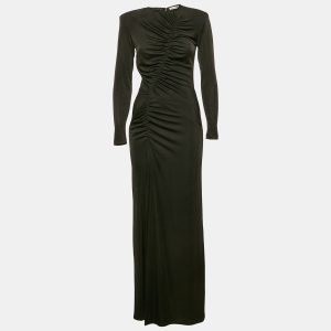 The New Arrivals By Ilkyaz Ozel Black Lurex Jersey Ruche Maxi Dress S, Dresses - Luxury Closet