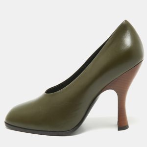 The Row Army Green Leather Jade Pumps Size 36, Pumps - Luxury Closet