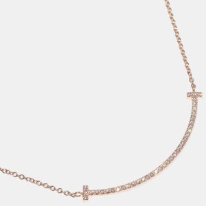 Tiffany & Co. 18K Rose Gold and Diamond T Smile Pendant Necklace, Necklaces - Luxury Closet catalog