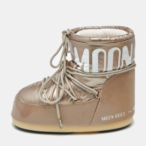 TNT Beige Faux Leather and Nylon Moon Boots Size 39-41, Boots - Luxury Closet
