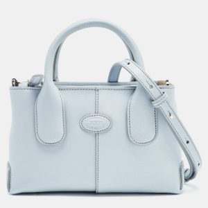 Tod's Light Blue Leather Mini Di Bag, Tote Handbags - Luxury Closet