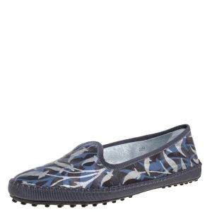 Tod's Multicolor Floral Printed Canvas Gommino Smoking Slippers Size 39.5, Flats - Luxury Closet